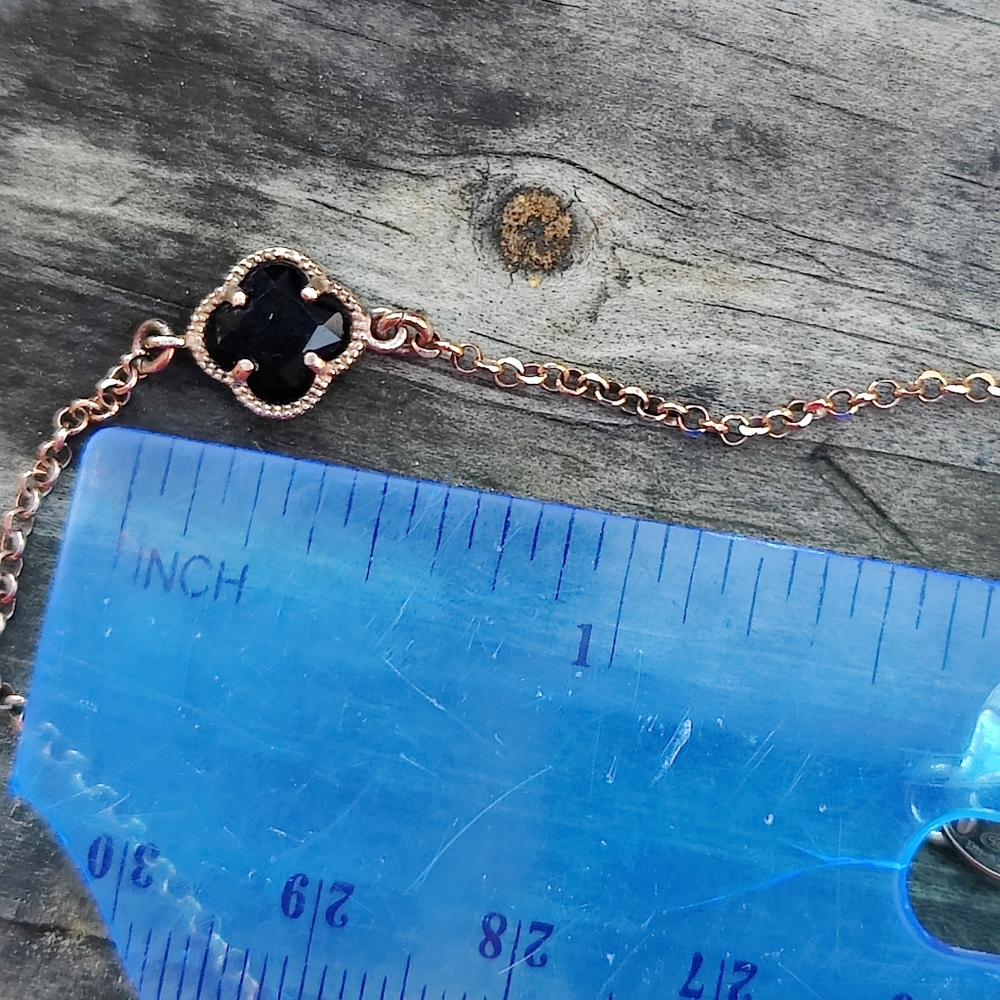 Long 35-in Rose Gold Vermeil Sterling Dyadema Italy Black Sapphire Necklace - Picture 3 of 8